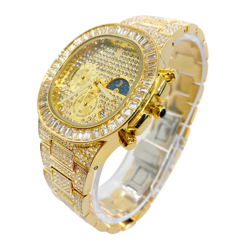 Big Daddy Baguette Gold Bling Watch