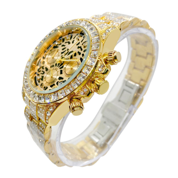 Big Daddy Gold Tiger Dial Bling Watch