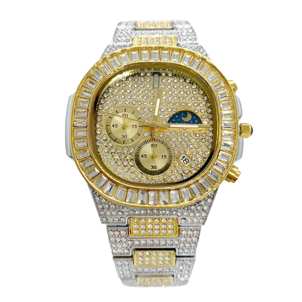 Big Daddy Baguette Two Tone Bling Watch