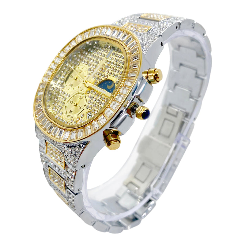 Big Daddy Baguette Two Tone Bling Watch