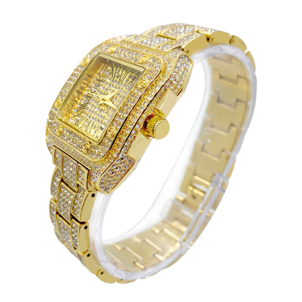 Big Daddy Square Bling Gold Watch