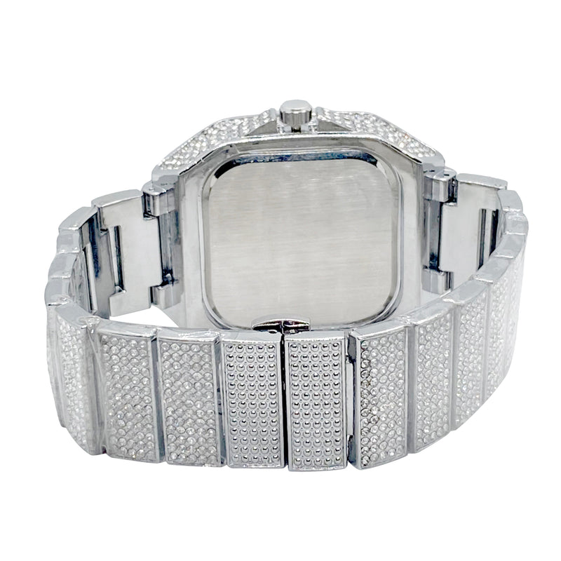 Big Daddy Square Bling Silver Watch