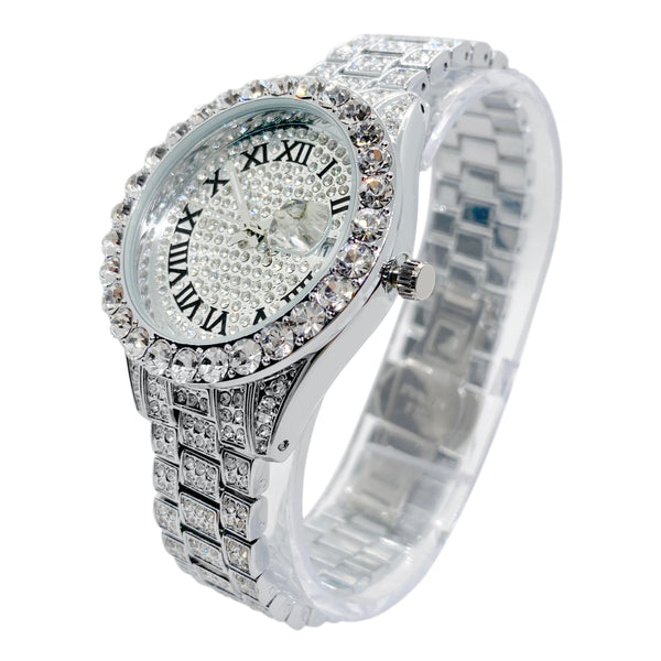 Big Daddy Super Bling Silver Roman Numeral Watch