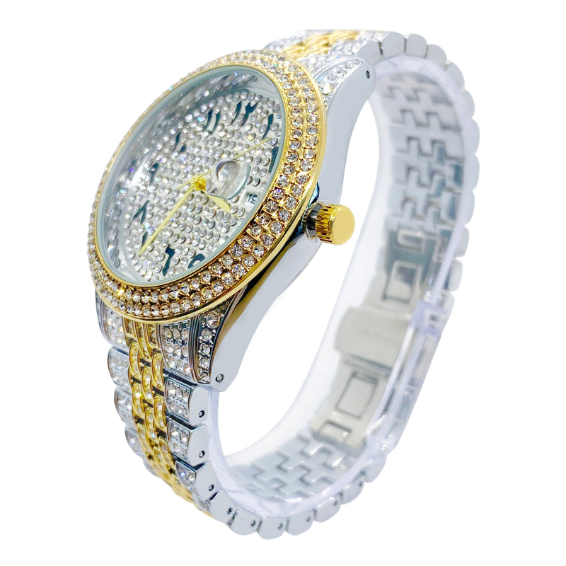 Big Daddy Bling Two Tone Arabic Numeral Watch