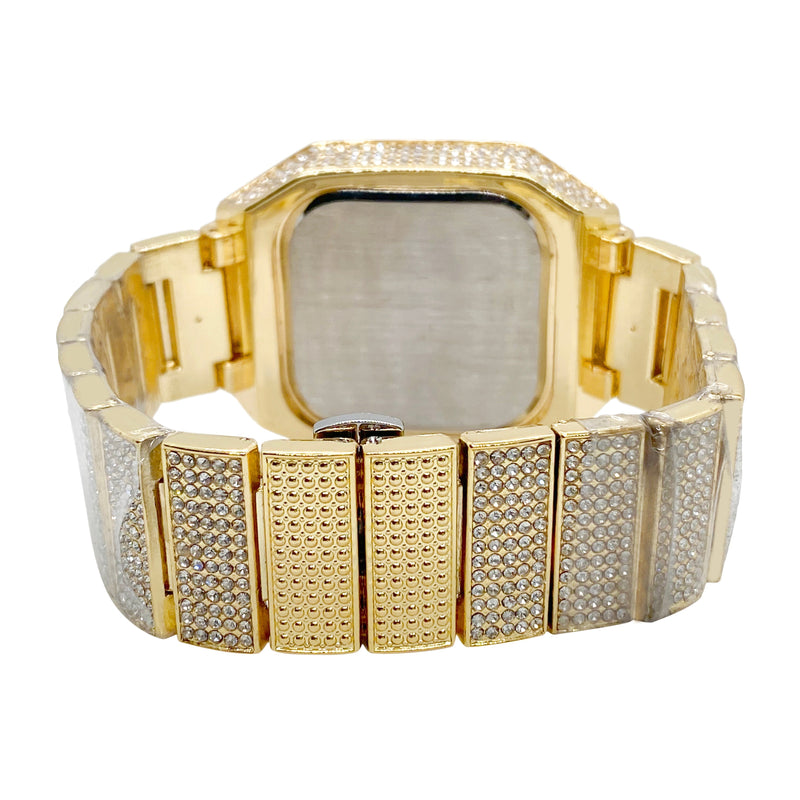 Big Daddy Square Bling Gold Watch