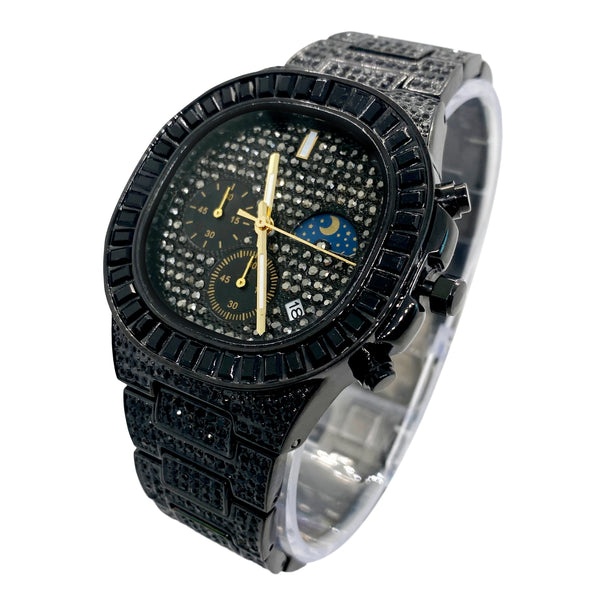 Big Daddy Baguette Black Bling Watch