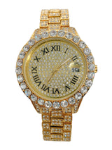 Big Daddy Bling Roman Numeral Gold Watch