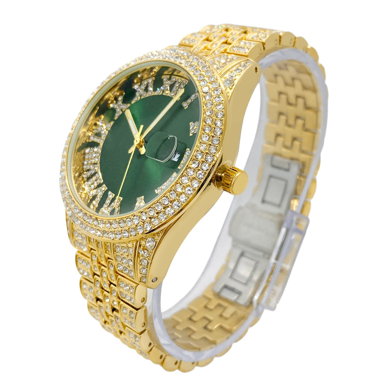 Big Daddy Emerald Green Bling Watch