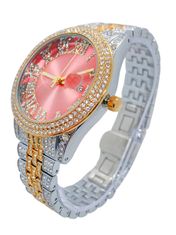 Big Daddy Two Tone Rose Dial Bling Watch