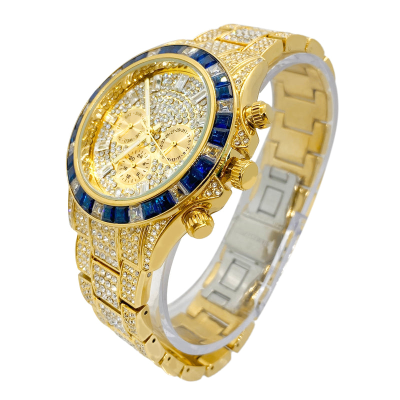 Big Daddy Super Bling Blue Stones Chronograph Watch