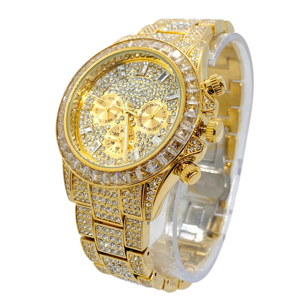 Big Daddy Super Bling Gold Chronograph Watch