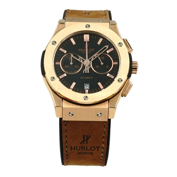 Big Bang Chronograph Rose Gold Brown Strap Watch