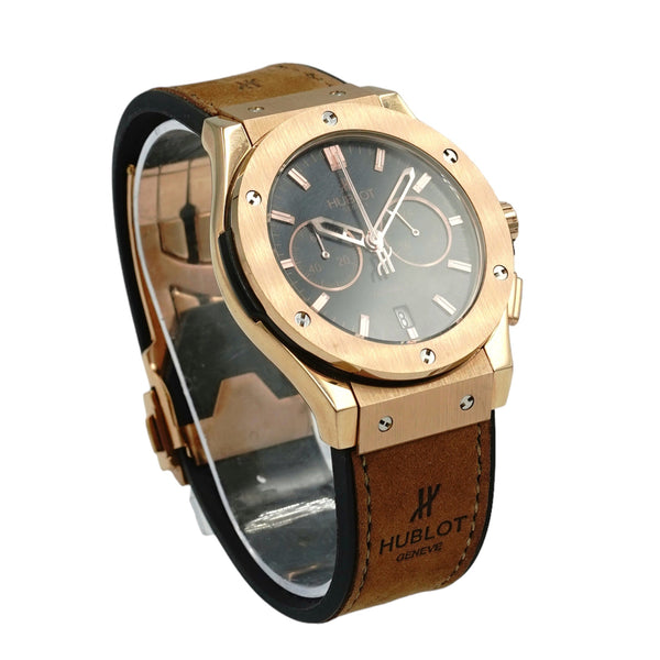 Big Bang Chronograph Rose Gold Brown Strap Watch