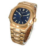 Nautilus Blue Dial Rose Gold Stainless Steel Watch