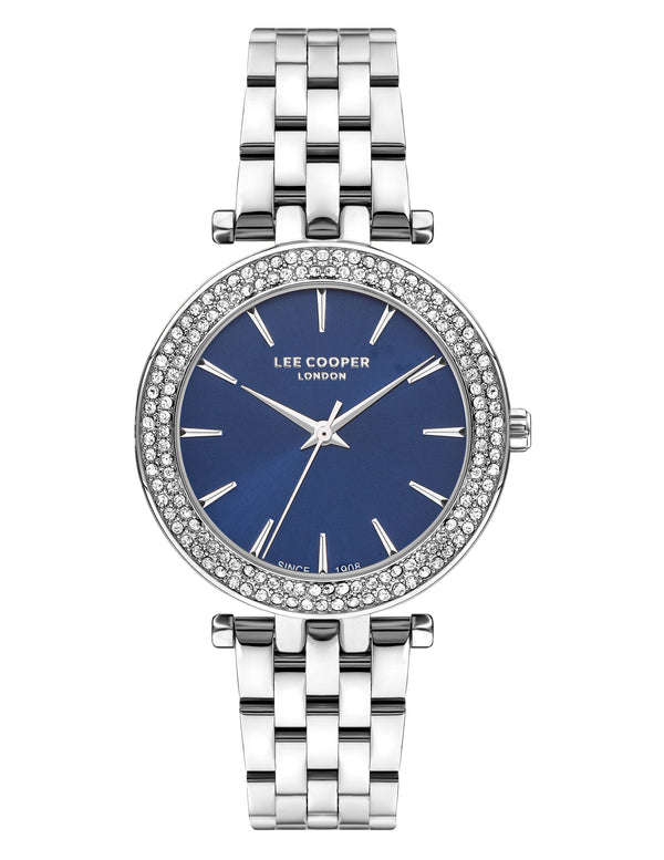 Lee Cooper Women's 34 MM Silver Analog Blue Dial Watch – LC07864.390