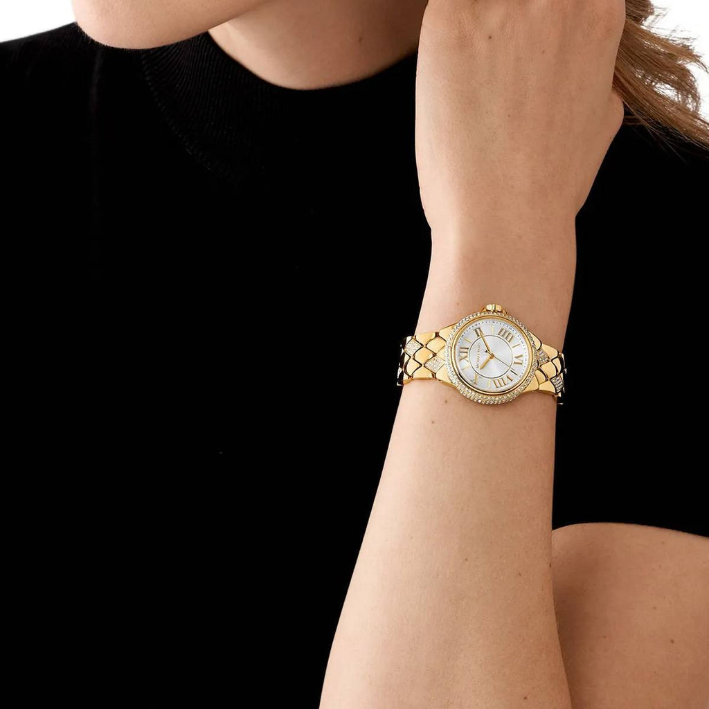 Michael Kors Mini Camille Pavé White Dial Gold Women's Watch - MK4801