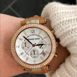 Michael Kors Parker Chronograph Tan Leather Ladies Watch MK5633