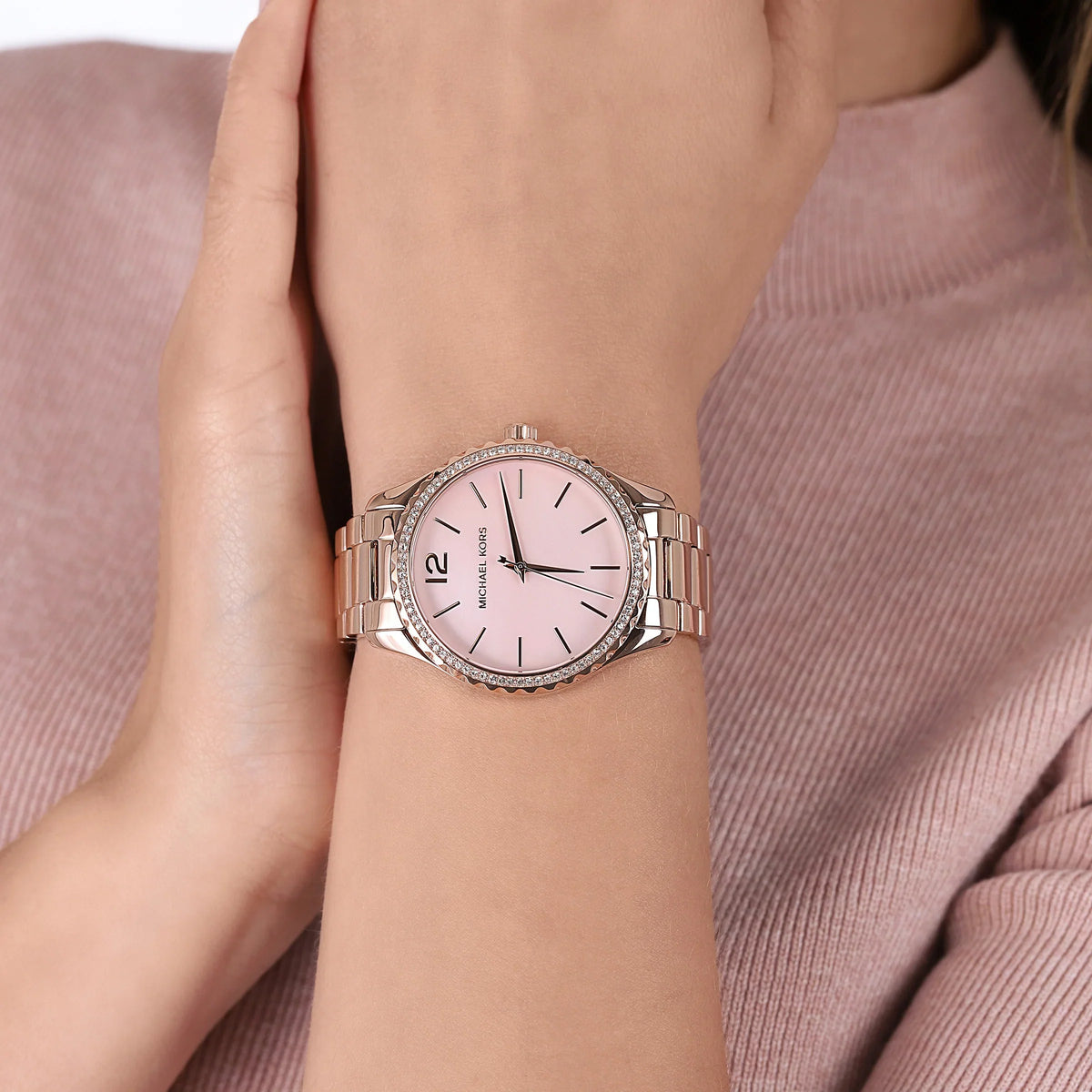 Michael Kors Layton Three-Hand Pink MOP Dial Rose Gold Women's Watch - MK6848