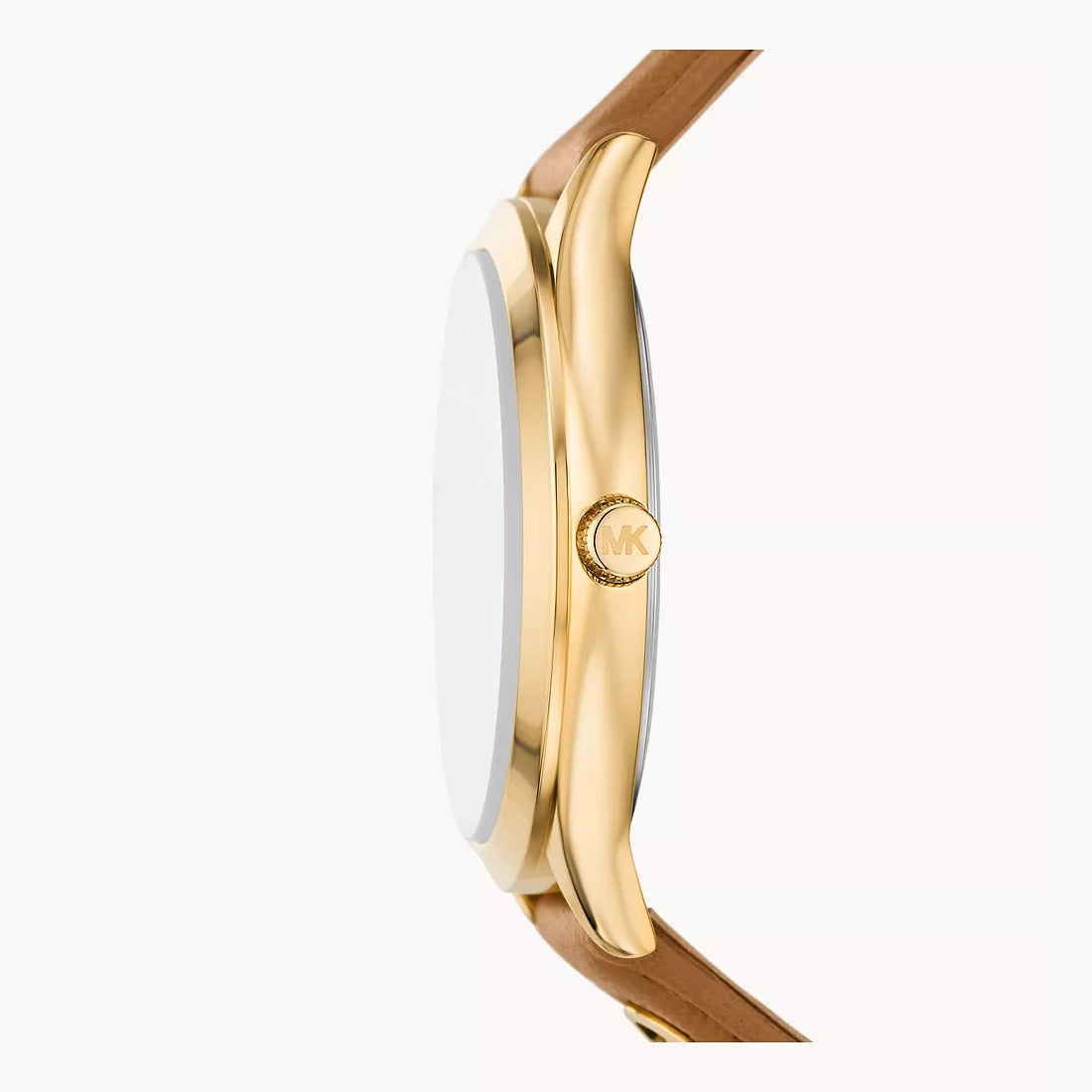 Michael Kors Slim Runway White Dial Brown Leather Strap Women's Watch - MK7465