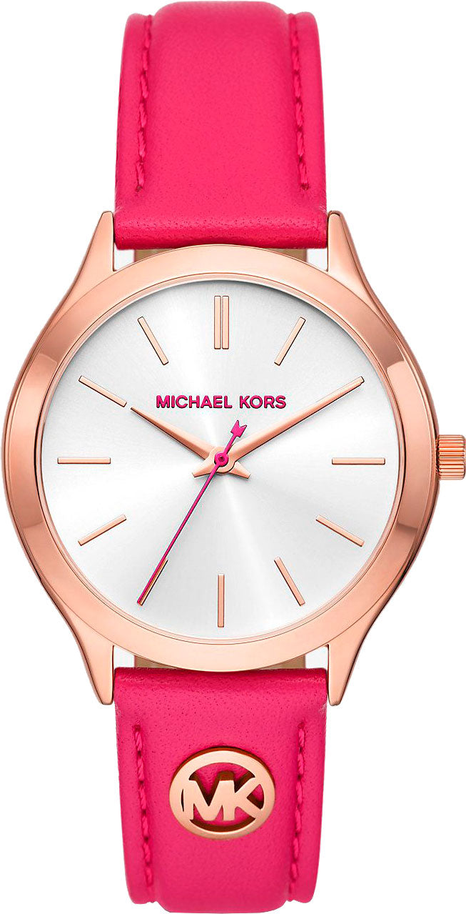 Michael Kors Slim Runway Rose Gold-Tone and Leather Women's Watch - MK7469