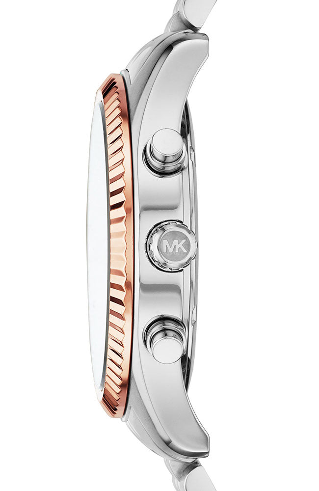 Michael Kors Lexington Chronograph Amber Dial Silver Men's Watch - MK8732