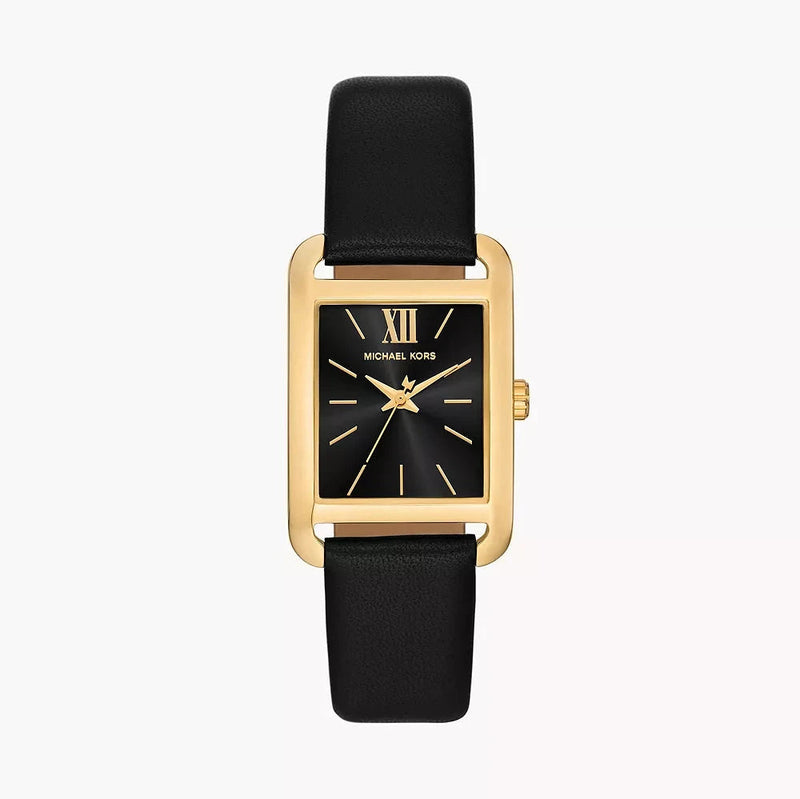 Michael Kors Monroe Three Hand Black Dial Black Leather Strap Watch for Women - MKO1027 mk01027 - Image 1