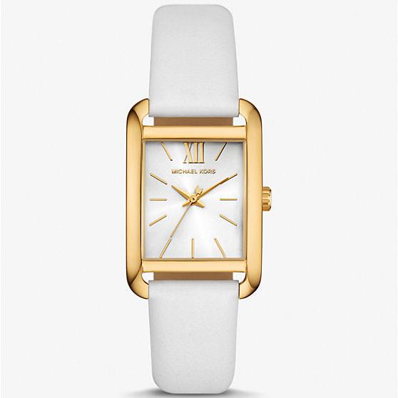 Michael Kors Petite Quartz White Dial White Leather Strap Watch for Women - MKO1059 mk01059 - Image 1