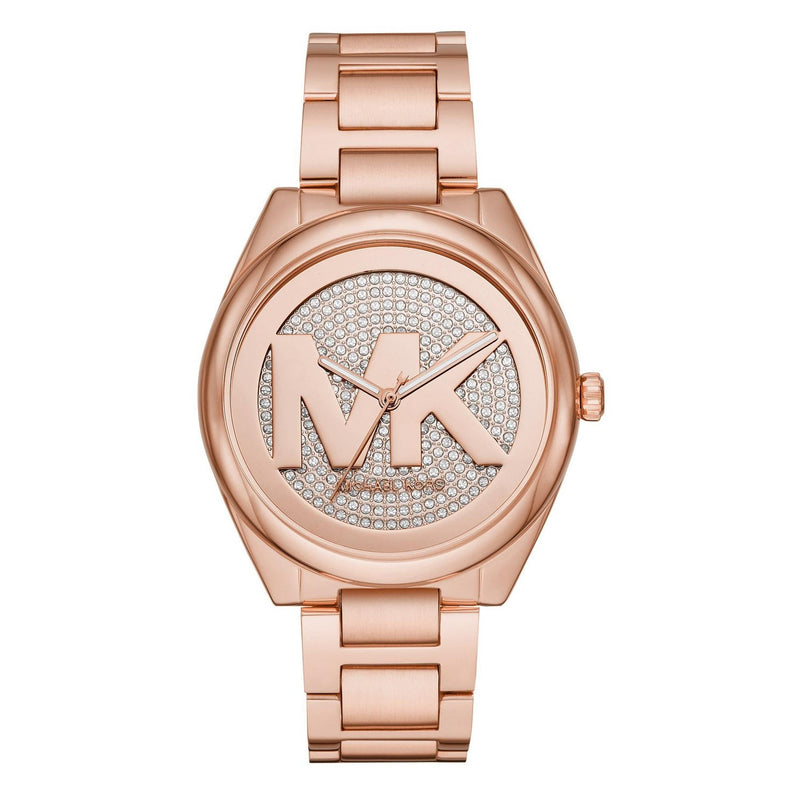 Michael Kors Janelle Rose Gold-Tone Pavé Logo Women's Watch - MK7312