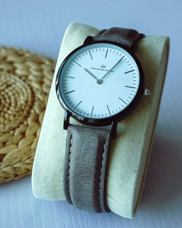 Christopher Kingsley Grey Leather Band