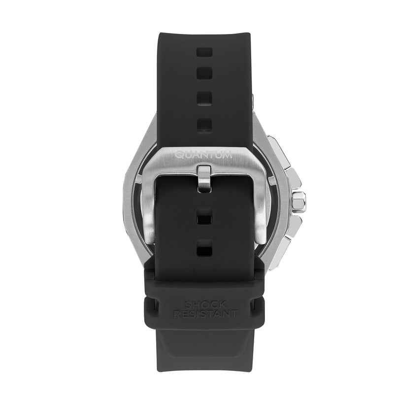 Quantum Men's Black Chronograph Silicone Strap Watch – PWG1005.051