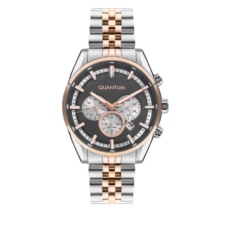 Quantum Men's Rose Gold Dual Time Gun Dial Watch – PWG987.550