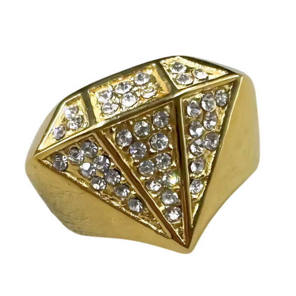 Big Daddy Bling Diamond Shape Gold Ring