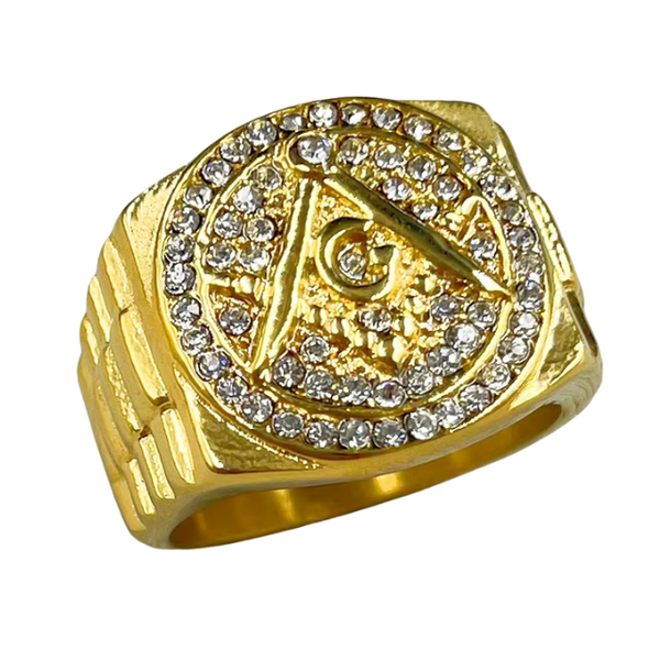 Big Daddy Iced Out Masonic Gold Ring