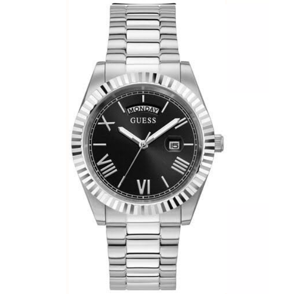 Guess Connoisseur Silver Tone Black Dial Men's Watch GW0265G1