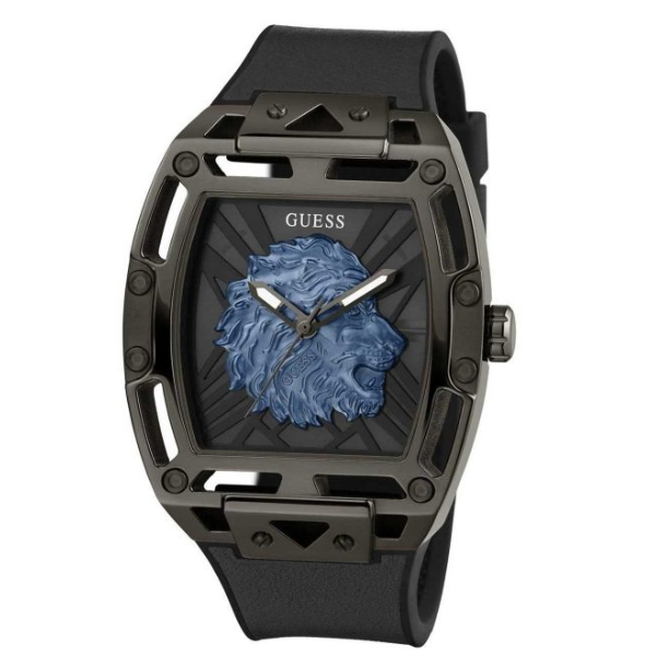 GUESS  Phoenix Lion Head Black Silicone Men's Watch - GW0595G2