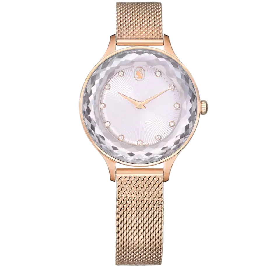 Swarovski Dextera Mixed Crystal Pave White Dial Rose Gold Tone Women's Watch 5650011
