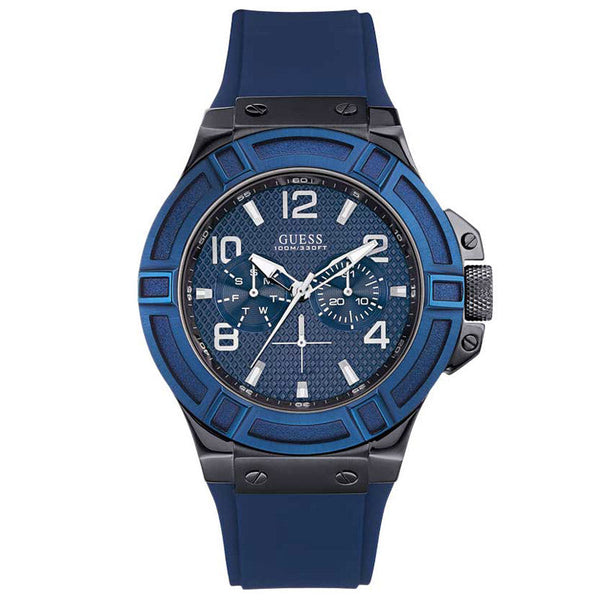 Guess Rigor Multi-Function Blue Silicone Strap Men's Watch W0248G5