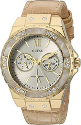 Women's Guess Beige Multifunction Leather Watch U0775L2