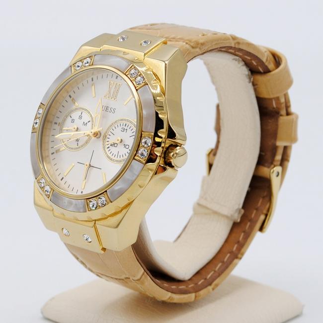 Women's Guess Beige Multifunction Leather Watch U0775L2