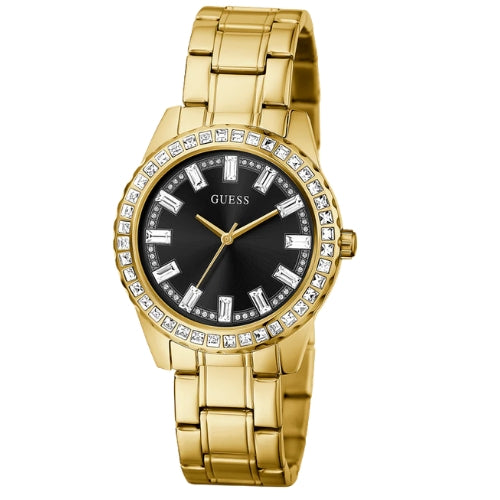 Guess Sparkler Gold Black Dial Women's Watch GW0111L2