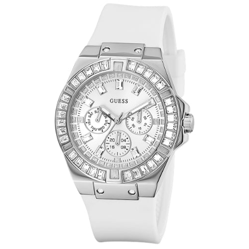Guess Venus Silver Case Silicone Strap Women's Watch GW0118L3