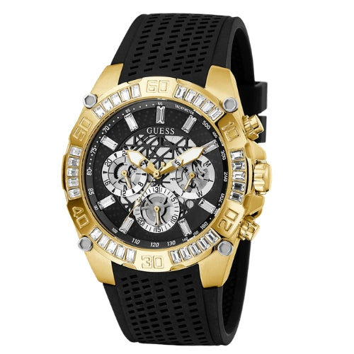 Guess Tachymeter Gold Tone Case Men's Watch GW0333G2