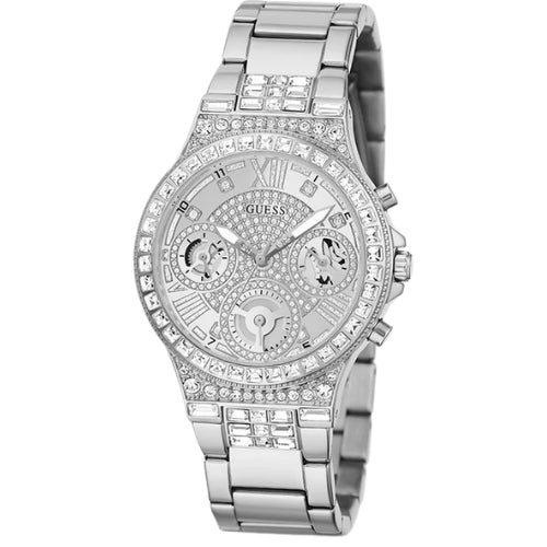 Guess Silver Tone Glitz Dial Women's Watch GW0320L1