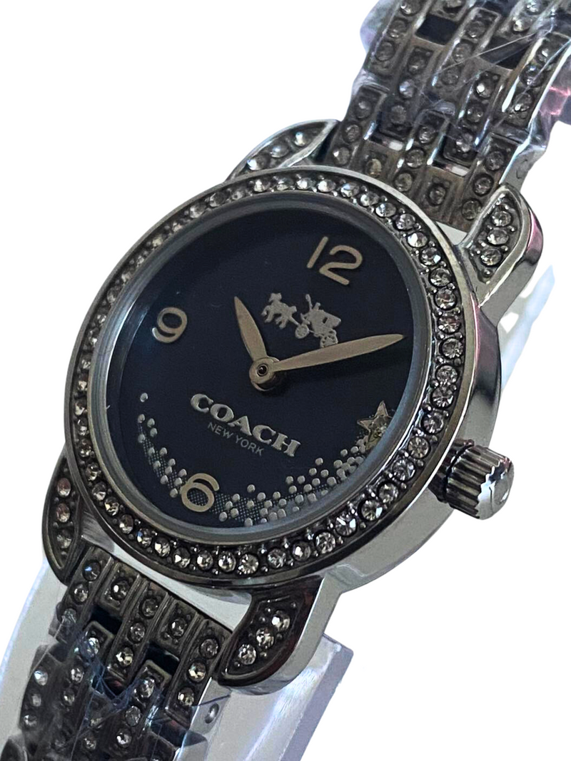 Coach Silver Crystal Black Dial Women's Watch