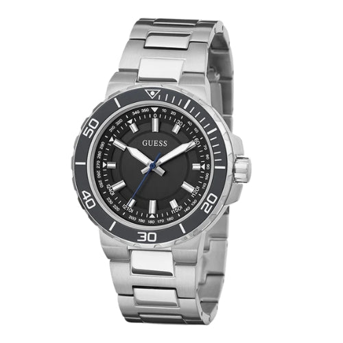 Guess Track Black Dial Silver Tone Men's Watch GW0426G1