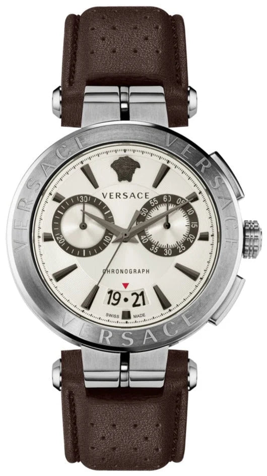 Versace Aion Chronograph Leather Strap Watch VBR010017