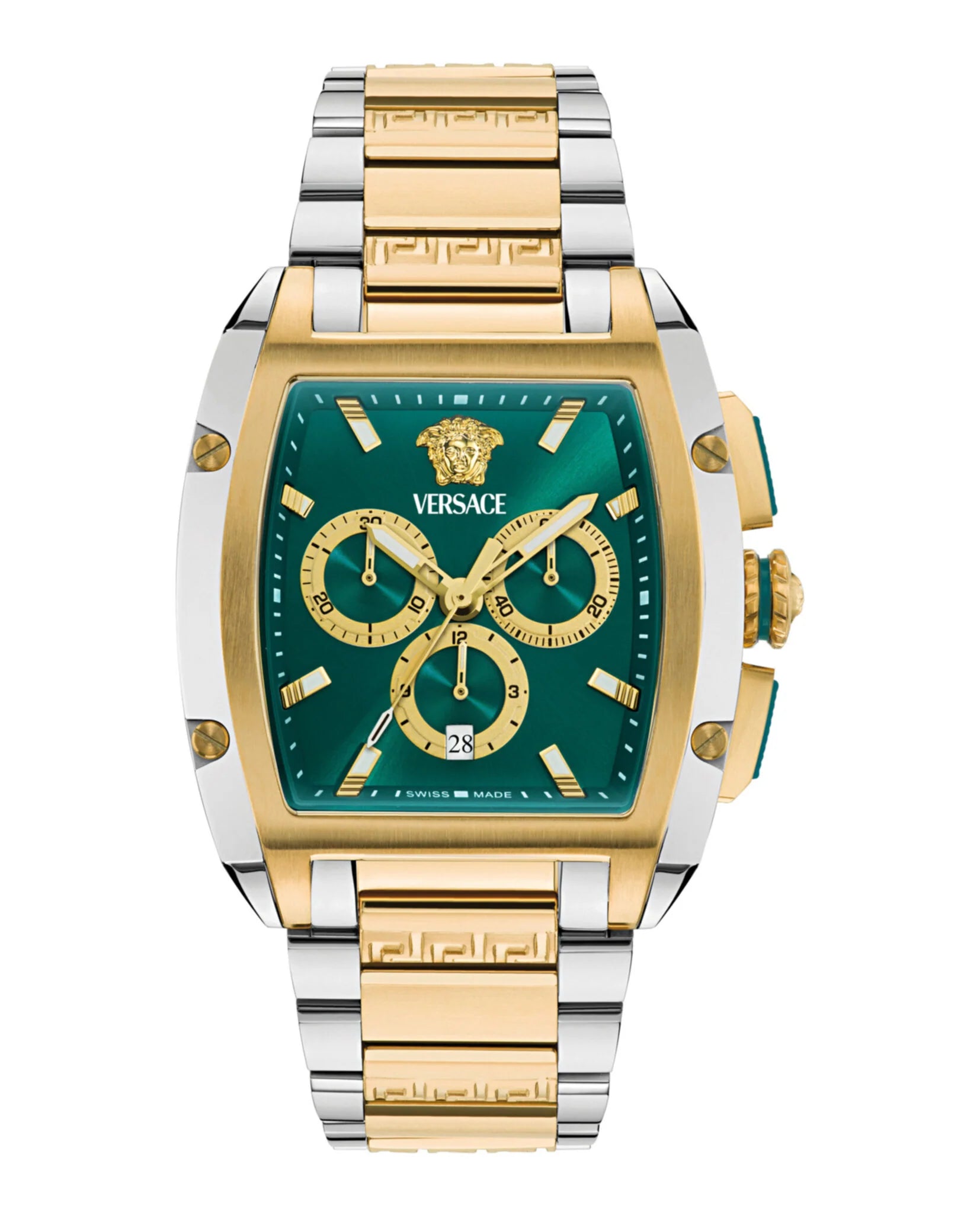 Versace Dominus Chronograph Two Tone Stainless Steel Green Dial Men’s Watch VE6H01125