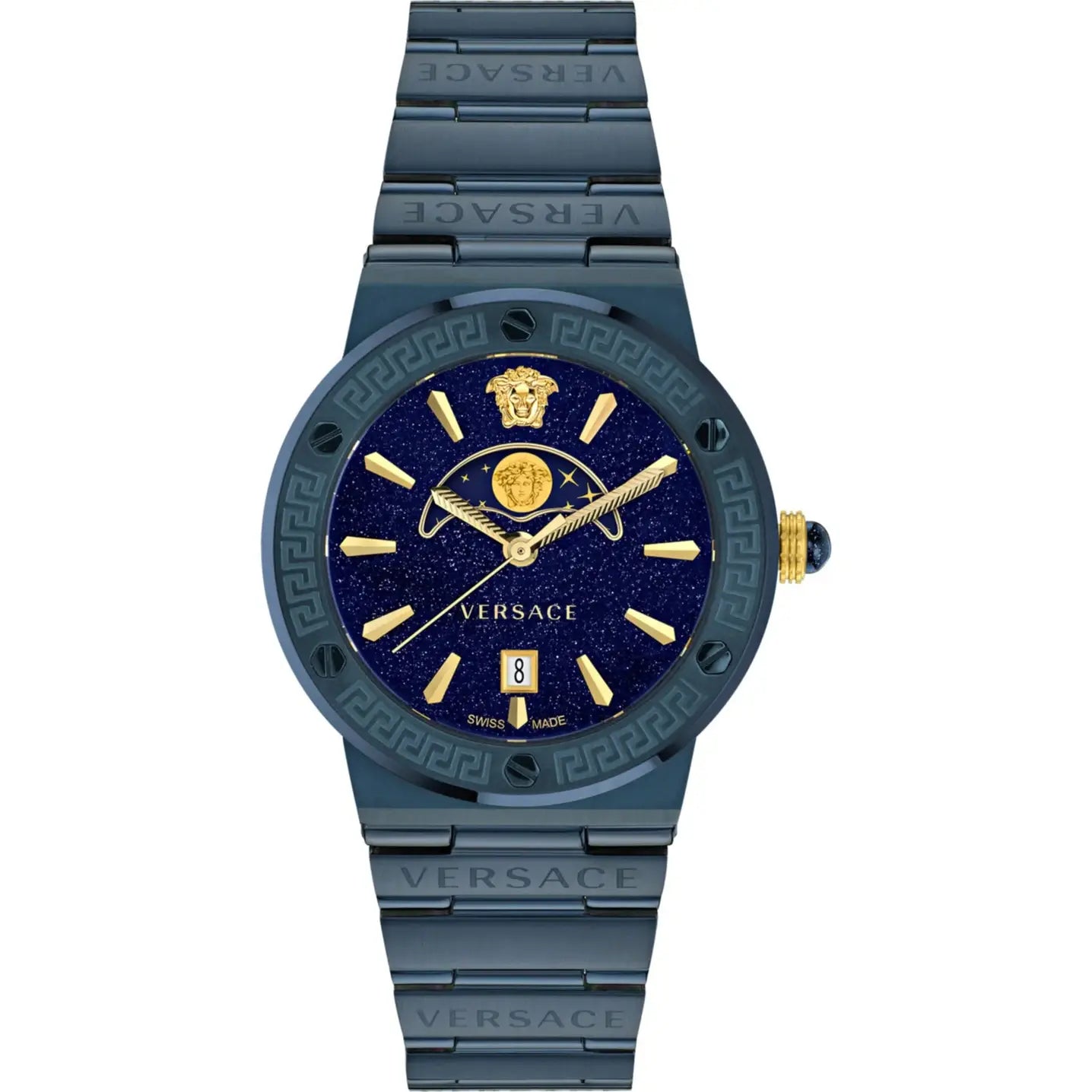 Versace Greca Logo Moonphase Dark Blue Analog Watch VE7G00423