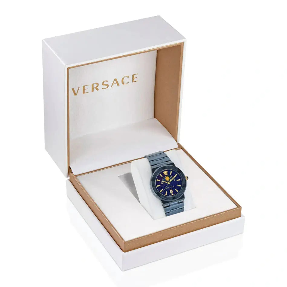 Versace Greca Logo Moonphase Dark Blue Analog Watch VE7G00423