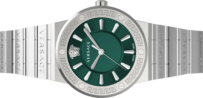 Versace Greca Silver Green Dial Women's Watch VEVH00920